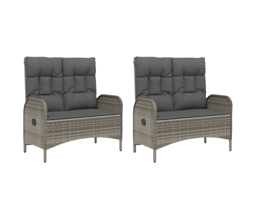 Set comedor de jardín 5 piezas con cojines ratán sintético gris