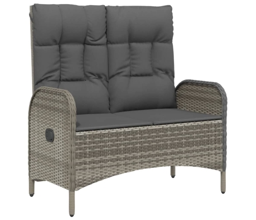 Set comedor de jardín 5 piezas con cojines ratán sintético gris