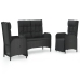 Set comedor de jardín 3 pzas con cojines ratán sintético negro