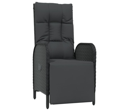 Set comedor de jardín 3 pzas con cojines ratán sintético negro