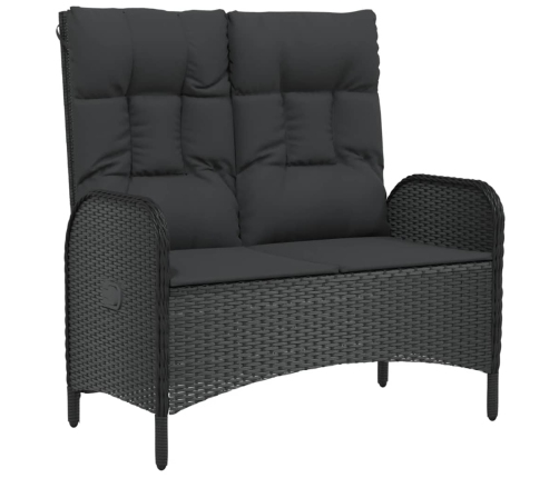 Set comedor de jardín 3 pzas con cojines ratán sintético negro