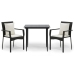 Set comedor de jardín 3 pzas con cojines ratán sintético negro