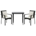 Set comedor de jardín 3 pzas con cojines ratán sintético negro