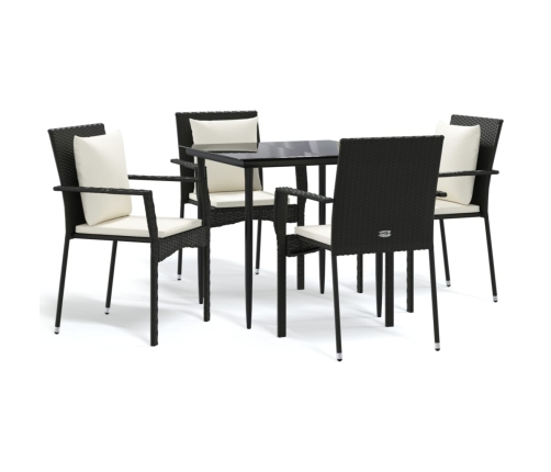 Set de muebles jardín 5 pzas con cojines ratán sintético negro
