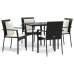 Set de muebles jardín 5 pzas con cojines ratán sintético negro