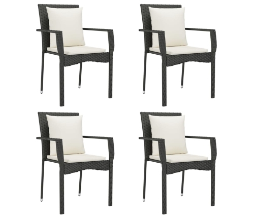 Set de muebles jardín 5 pzas con cojines ratán sintético negro