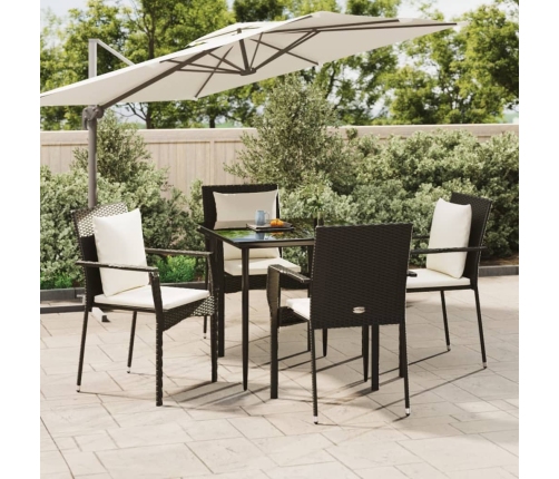 Set de muebles jardín 5 pzas con cojines ratán sintético negro