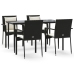 Set de muebles jardín 5 pzas con cojines ratán sintético negro
