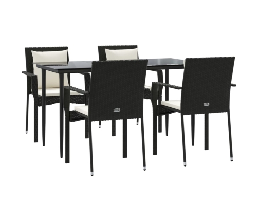 Set de muebles jardín 5 pzas con cojines ratán sintético negro