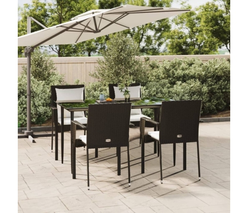 Set de muebles jardín 5 pzas con cojines ratán sintético negro