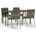 Set comedor jardín 5 pzas y cojines ratán sintético negro gris