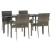Set comedor jardín 5 pzas y cojines ratán sintético negro gris