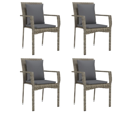 Set comedor jardín 5 pzas y cojines ratán sintético negro gris