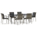Set comedor jardín 7 pzas y cojines ratán sintético negro gris