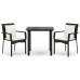 Set comedor de jardín 3 pzas con cojines ratán sintético negro