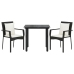 Set comedor de jardín 3 pzas con cojines ratán sintético negro
