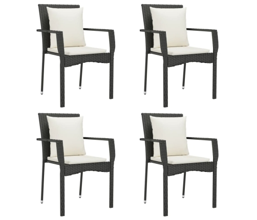Set de muebles jardín 5 pzas con cojines ratán sintético negro