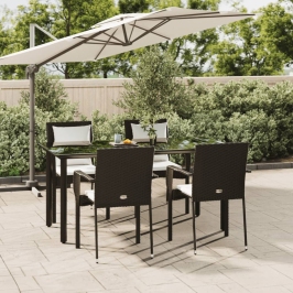 Set de muebles jardín 5 pzas con cojines ratán sintético negro