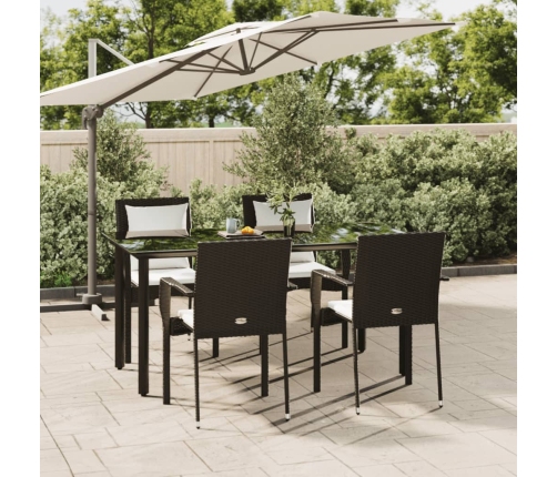 Set de muebles jardín 5 pzas con cojines ratán sintético negro
