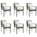 Set de comedor de jardín 7 pzas y cojines ratán sintético negro