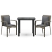 Set comedor jardín 3 pzas y cojines ratán sintético negro gris