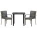 Set comedor jardín 3 pzas y cojines ratán sintético negro gris