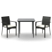 Set comedor de jardín 3 pzas con cojines ratán sintético negro