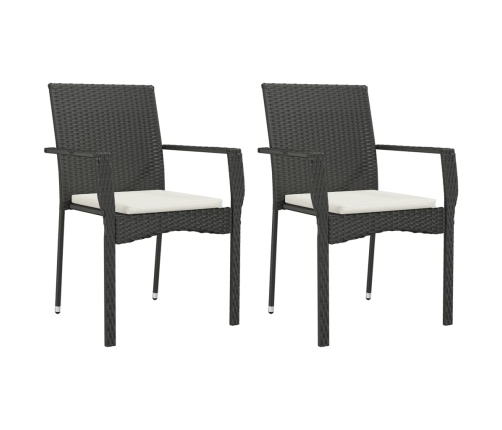 Set comedor de jardín 3 pzas con cojines ratán sintético negro
