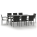 Set de comedor de jardín 9 pzas y cojines ratán sintético negro
