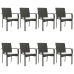 Set de comedor de jardín 9 pzas y cojines ratán sintético negro