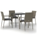 Set comedor jardín 5 pzas y cojines ratán sintético negro gris