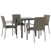 Set comedor jardín 5 pzas y cojines ratán sintético negro gris