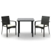 Set comedor de jardín 3 pzas con cojines ratán sintético negro