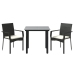 Set comedor de jardín 3 pzas con cojines ratán sintético negro
