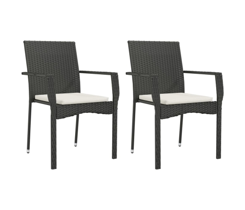 Set comedor de jardín 3 pzas con cojines ratán sintético negro