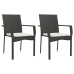 Set comedor de jardín 3 pzas con cojines ratán sintético negro
