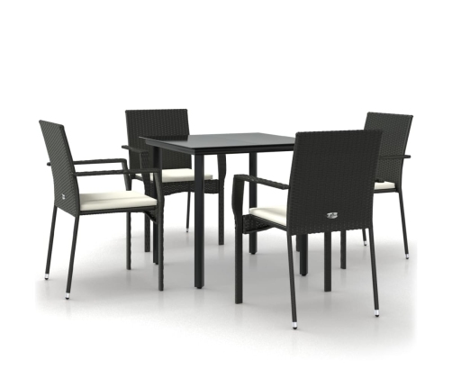 Set de muebles jardín 5 pzas con cojines ratán sintético negro