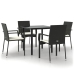 Set de muebles jardín 5 pzas con cojines ratán sintético negro