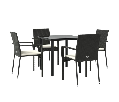 Set de muebles jardín 5 pzas con cojines ratán sintético negro