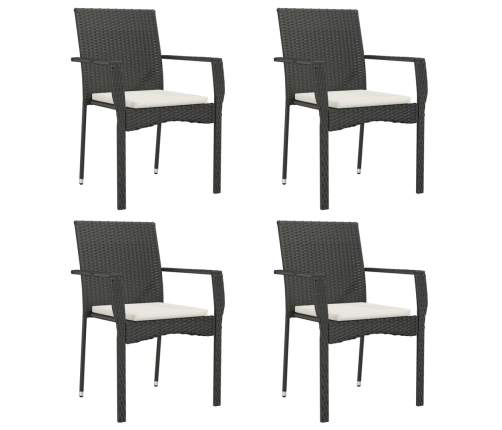 Set de muebles jardín 5 pzas con cojines ratán sintético negro