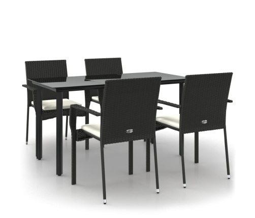 Set de muebles jardín 5 pzas con cojines ratán sintético negro