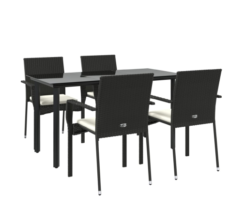 Set de muebles jardín 5 pzas con cojines ratán sintético negro