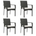 Set de muebles jardín 5 pzas con cojines ratán sintético negro