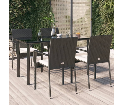 Set de muebles jardín 5 pzas con cojines ratán sintético negro