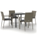 Set comedor jardín 5 pzas y cojines ratán sintético negro gris