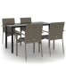 Set comedor jardín 5 pzas y cojines ratán sintético negro gris