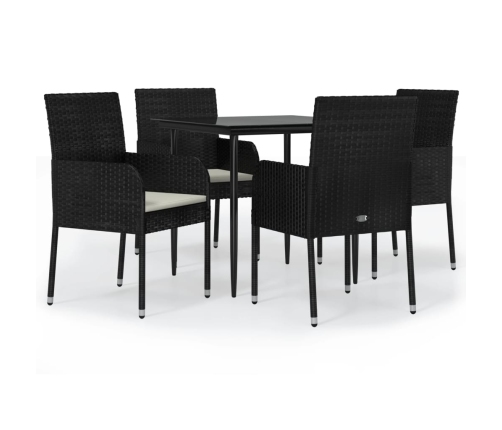 Set de muebles jardín 5 pzas con cojines ratán sintético negro