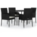 Set de muebles jardín 5 pzas con cojines ratán sintético negro