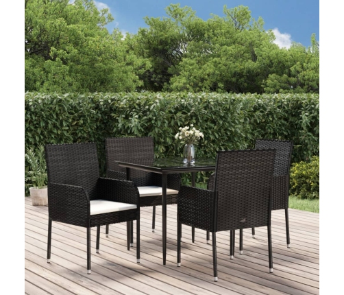Set de muebles jardín 5 pzas con cojines ratán sintético negro