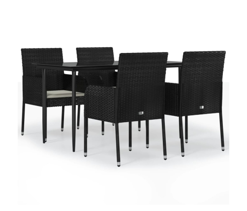 Set de muebles jardín 5 pzas con cojines ratán sintético negro